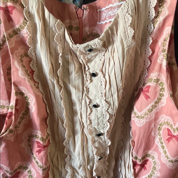 Urban Outfitters Kimchi Blu Pink Heart Bow Pattern Dress $69 - Picture 3 of 8